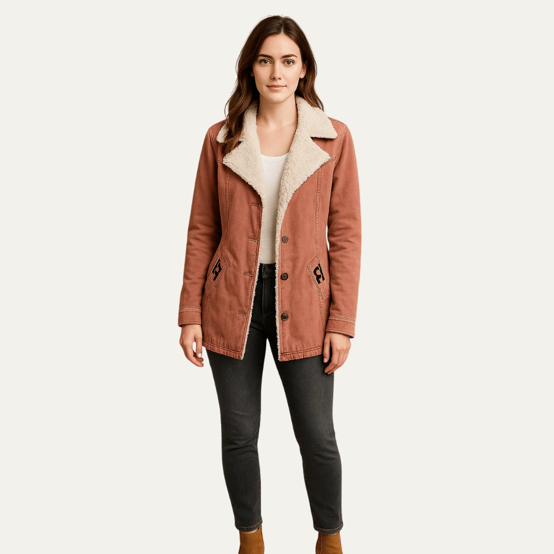 VogeLuxe | Damen-Jacke mit Sherpa-Kragen, einreihig 4