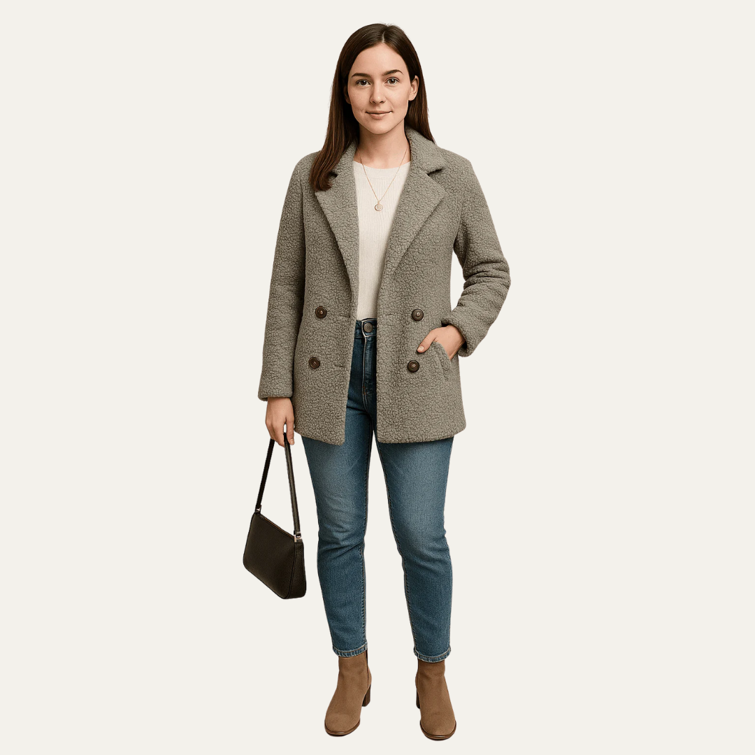 VogeLuxe | Damen-Peacoat mit Struktur, zweireihig, 1