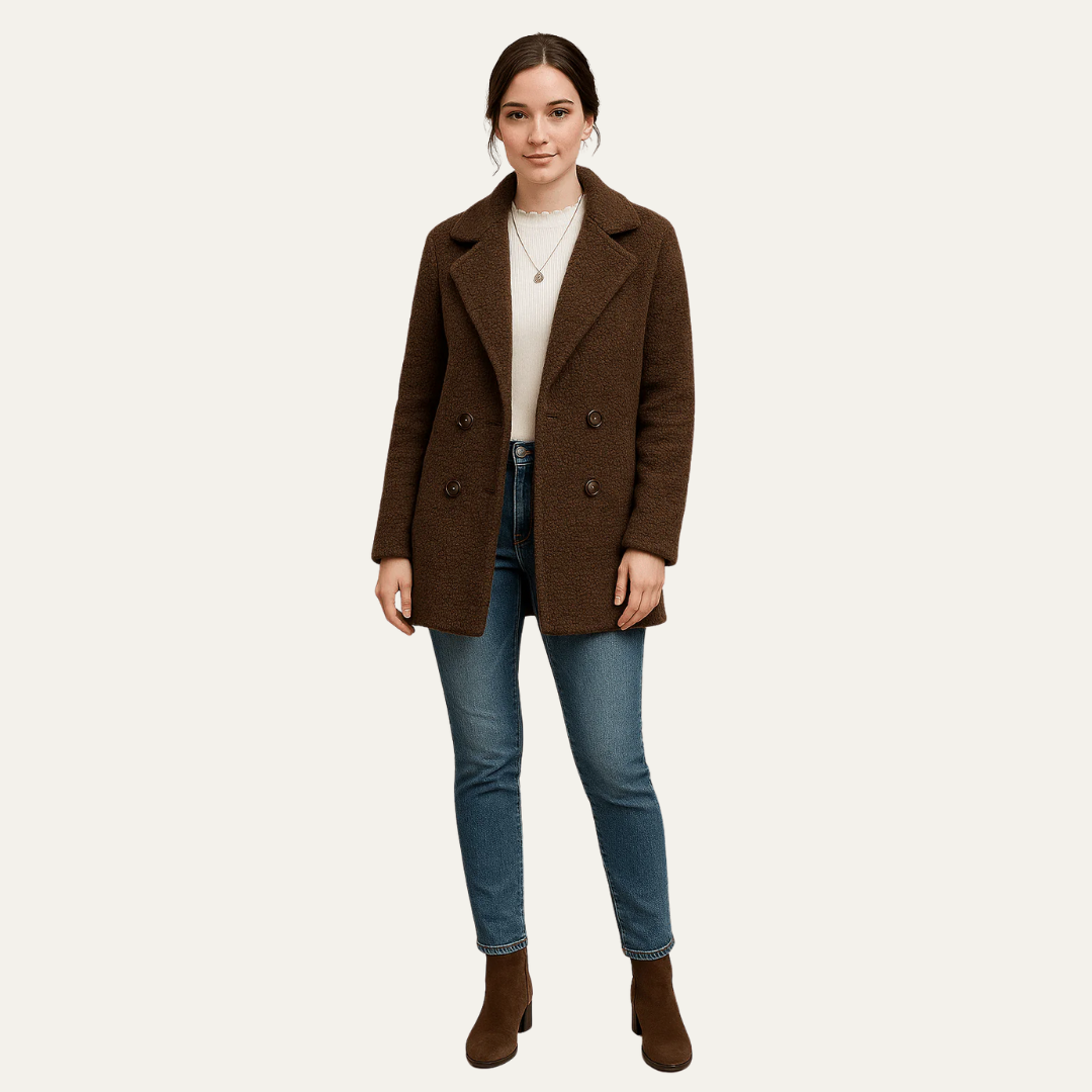 VogeLuxe | Damen-Peacoat mit Struktur, zweireihig, 2