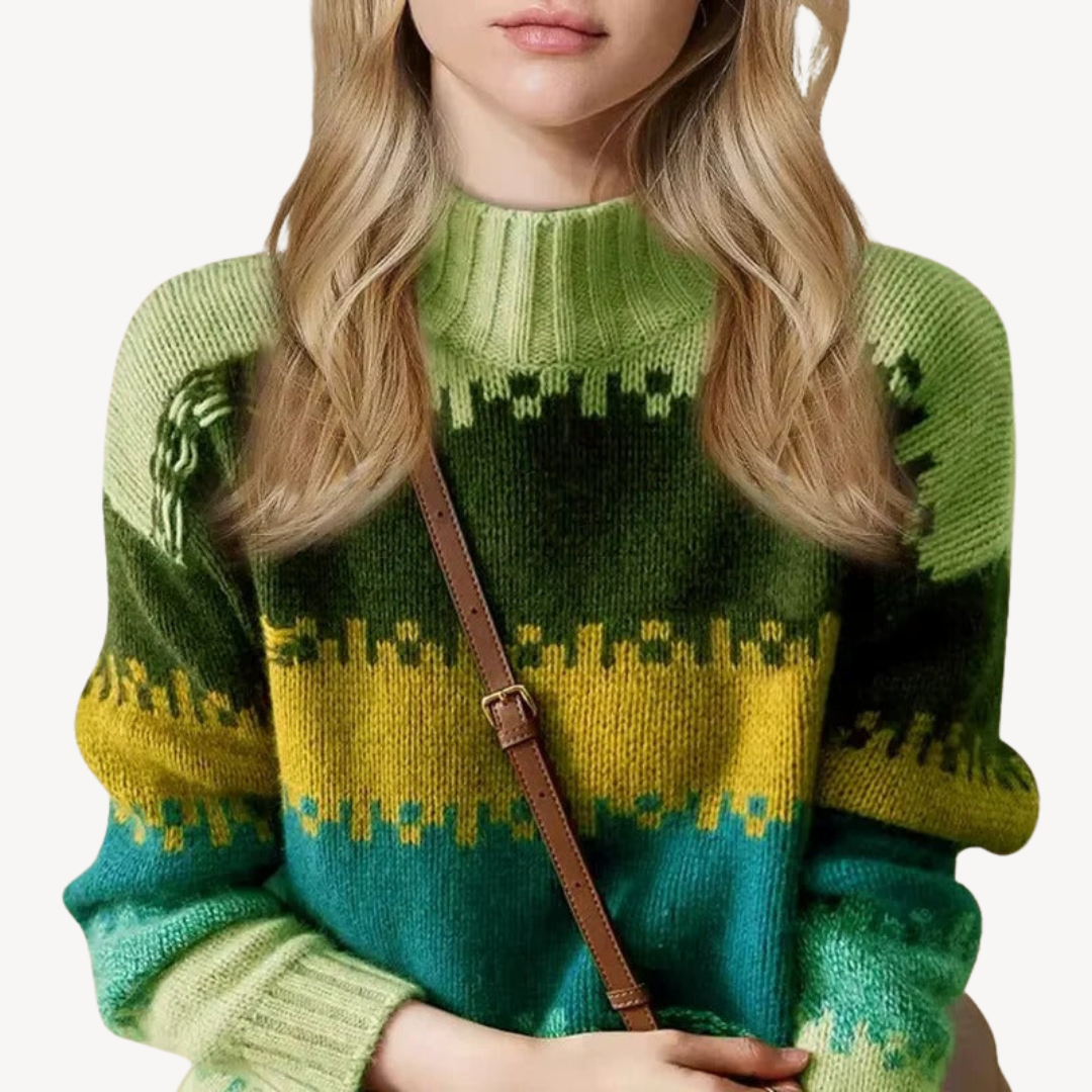 VogeLuxe | Damen-Rollkragenpullover mit Retro-Streifen 3