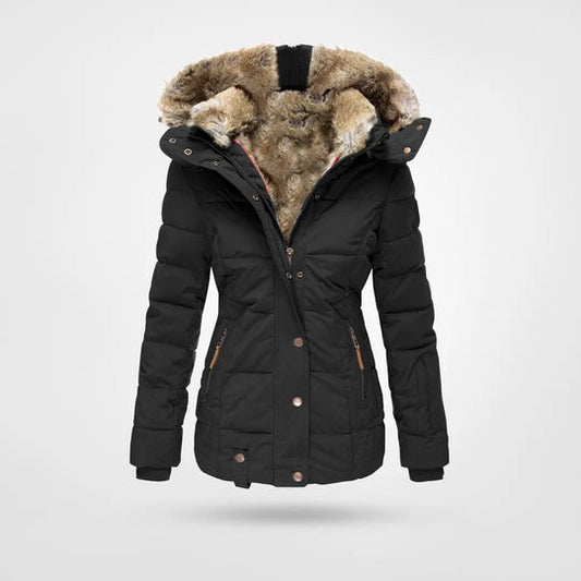 VogeLuxe | Damen-Steppjacke mit Kapuze und Kunstpelz 0