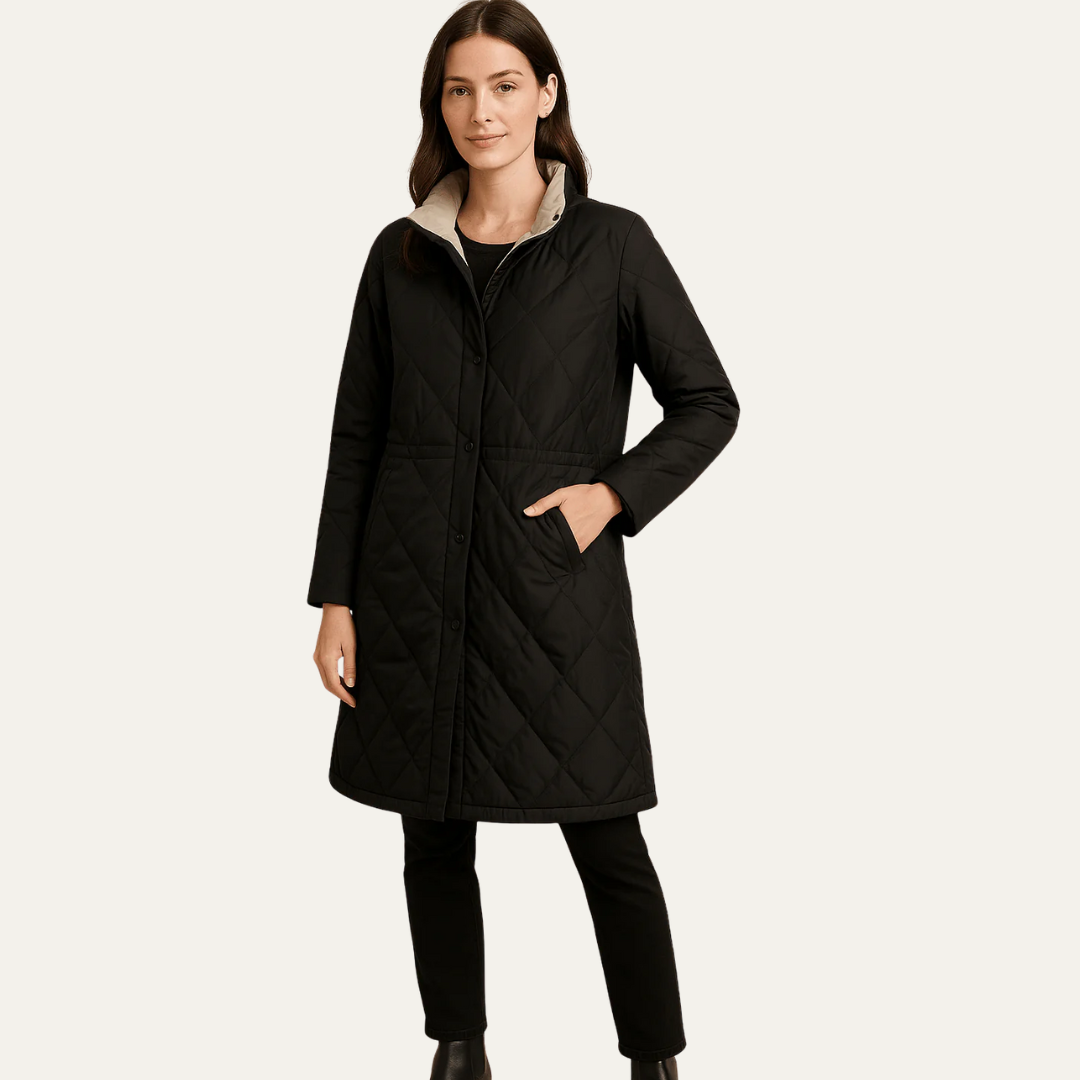 VogeLuxe | Damen-Steppjacke mit Rautenmuster und Knöpfen 3