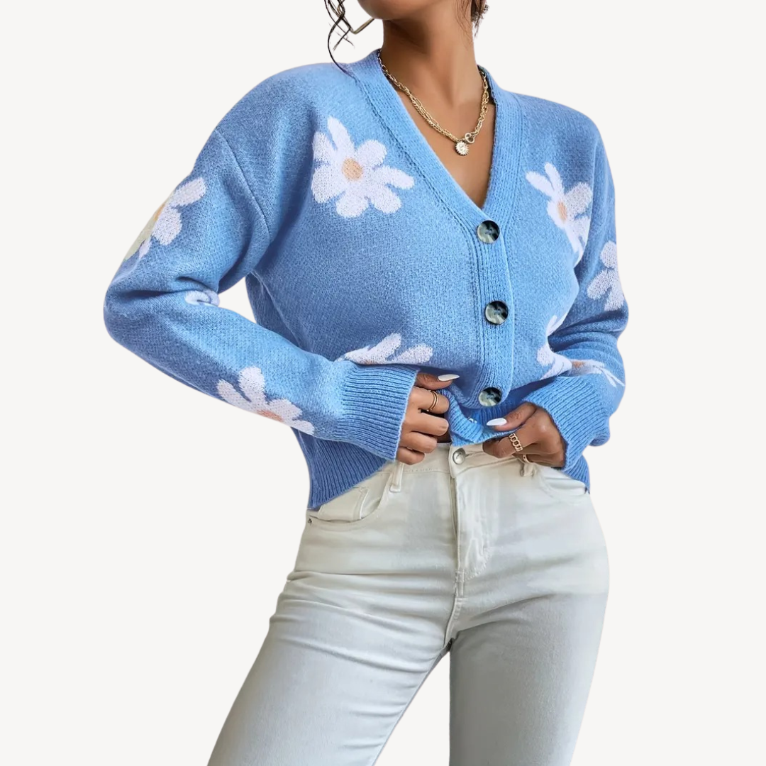 VogeLuxe | Damen-Strickjacke mit Blumenmuster 0