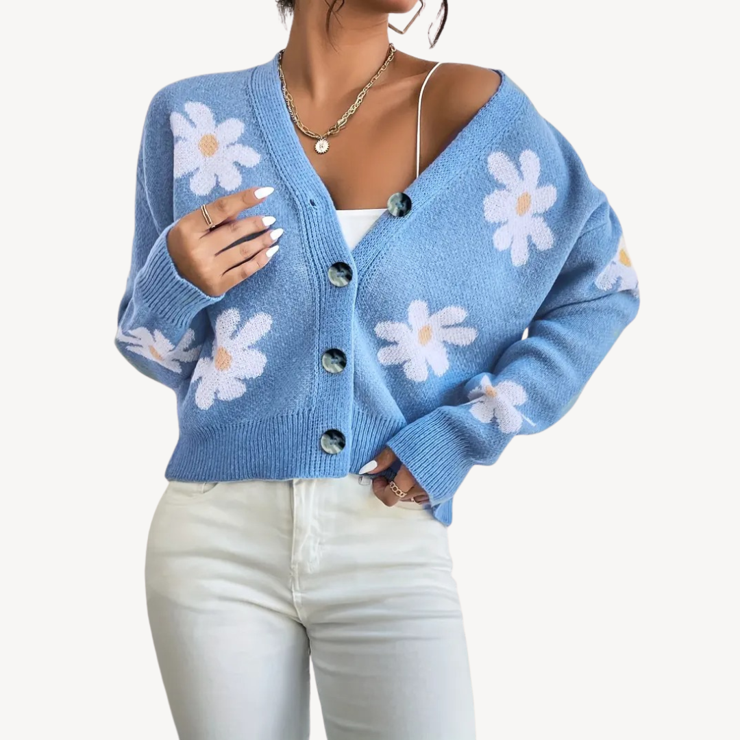 VogeLuxe | Damen-Strickjacke mit Blumenmuster 1