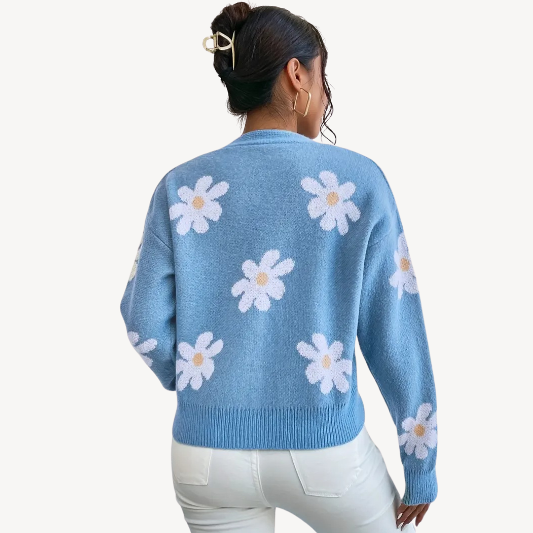 VogeLuxe | Damen-Strickjacke mit Blumenmuster 2
