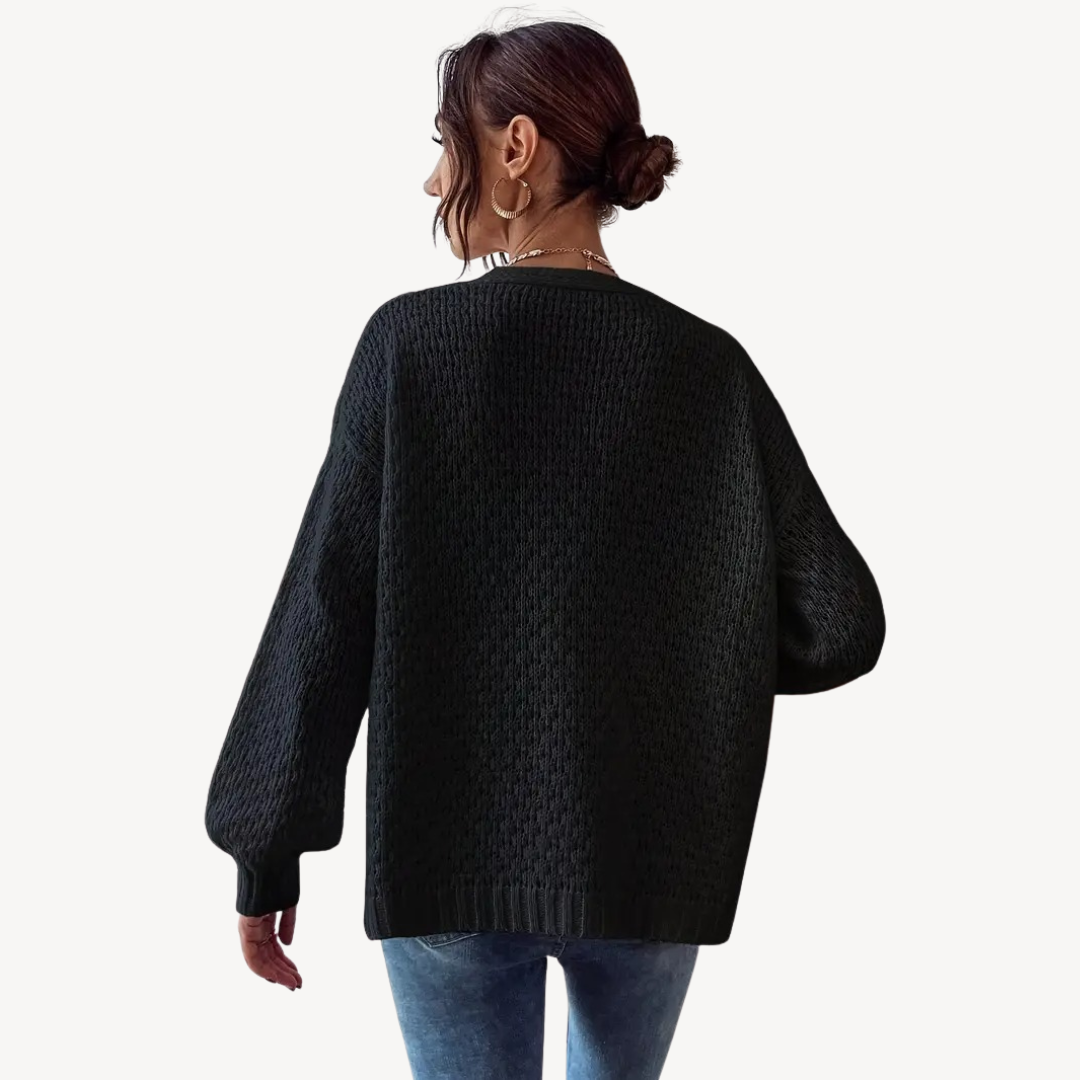 VogeLuxe | Damen-Strickjacke mit Blumenmuster und Knöpfen 2