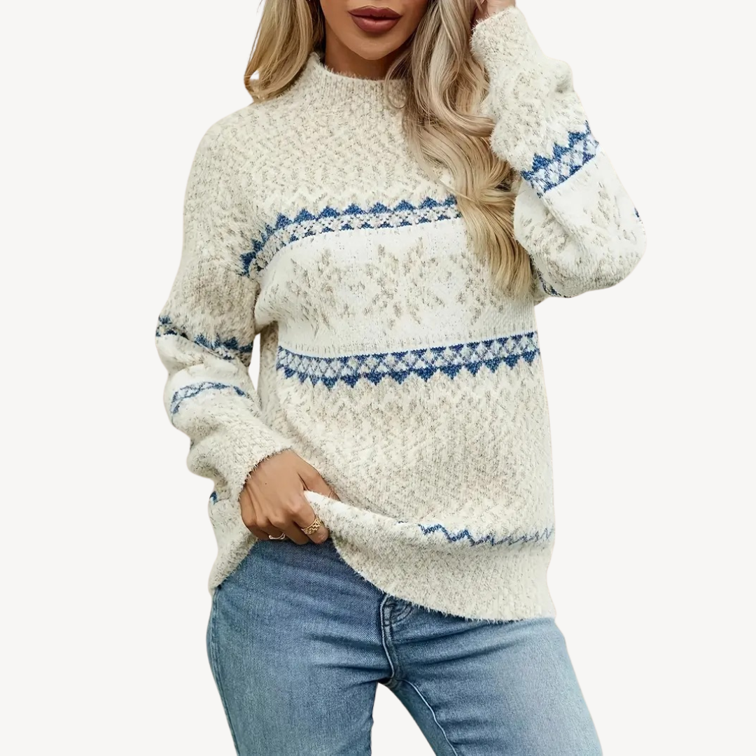 VogeLuxe | Damen-Strickpullover mit Schneeflockenmuster 0