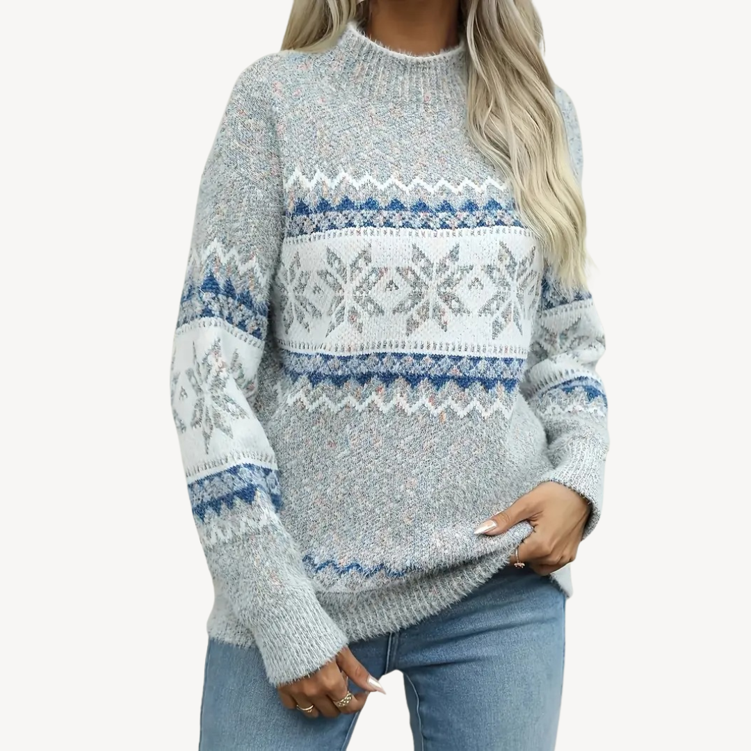 VogeLuxe | Damen-Strickpullover mit Schneeflockenmuster 1