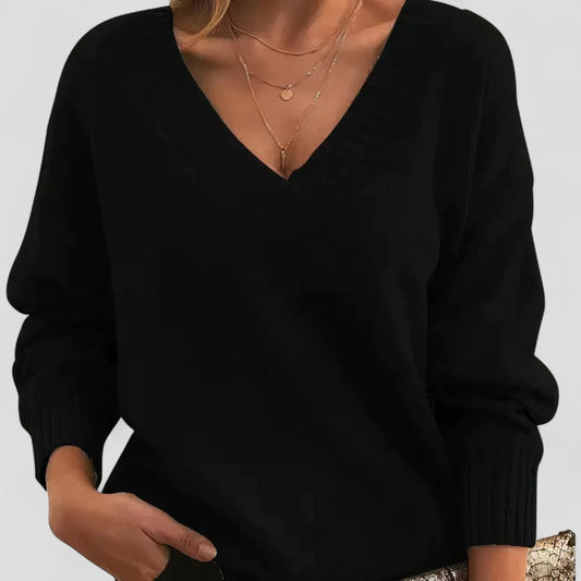 VogeLuxe | Damen-Strickpullover mit V-Ausschnitt 0