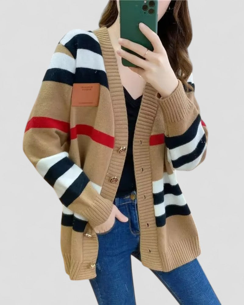 VogeLuxe | Damen Kaschmir-Strickjacke mit V-Ausschnitt 0