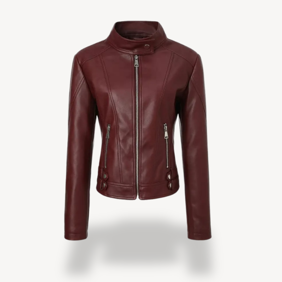 VogeLuxe | Damen Kontrast Lederjacke 0