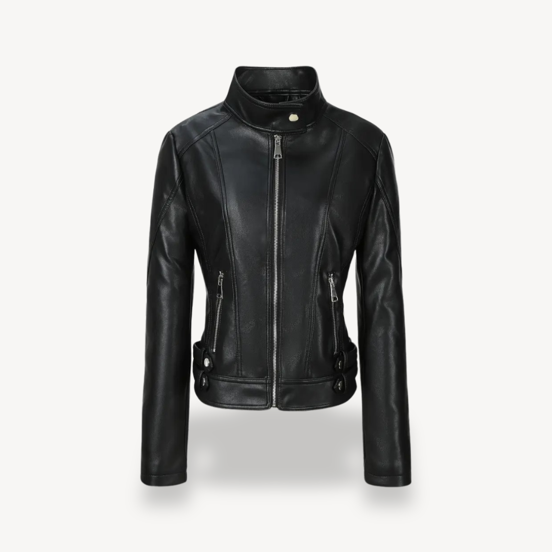 VogeLuxe | Damen Kontrast Lederjacke 2