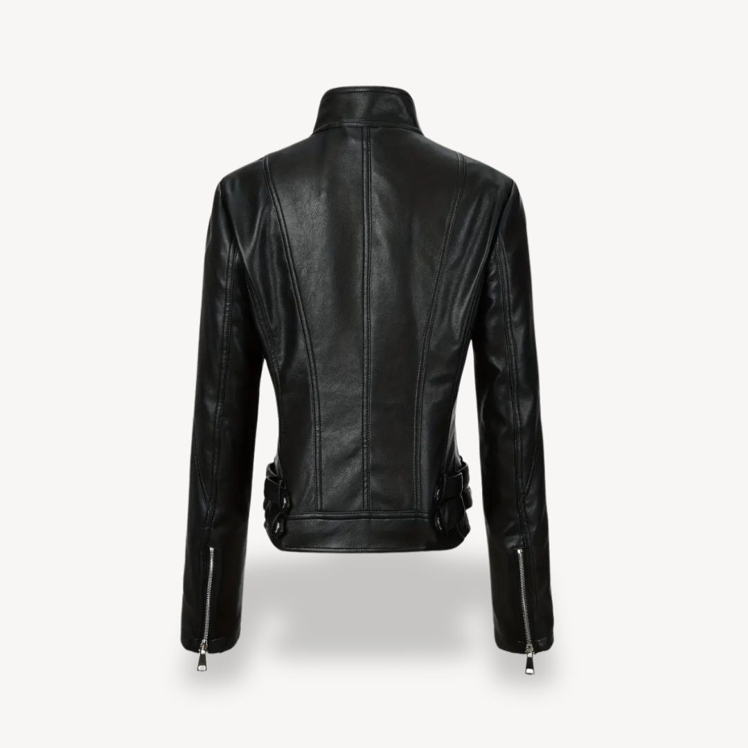 VogeLuxe | Damen Kontrast Lederjacke 3