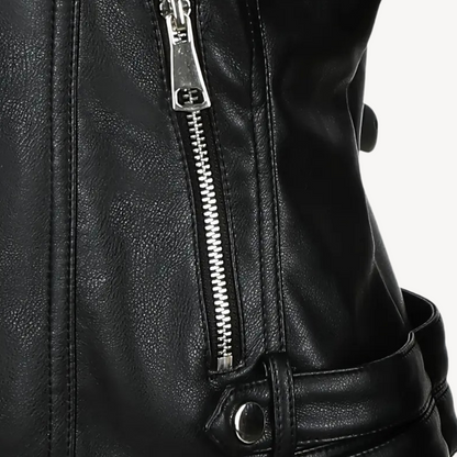 VogeLuxe | Damen Kontrast Lederjacke 5