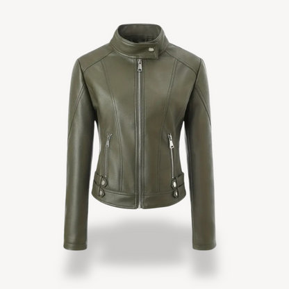 VogeLuxe | Damen Kontrast Lederjacke 7
