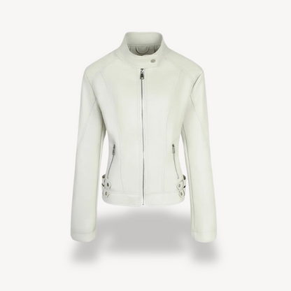 VogeLuxe | Damen Kontrast Lederjacke 8