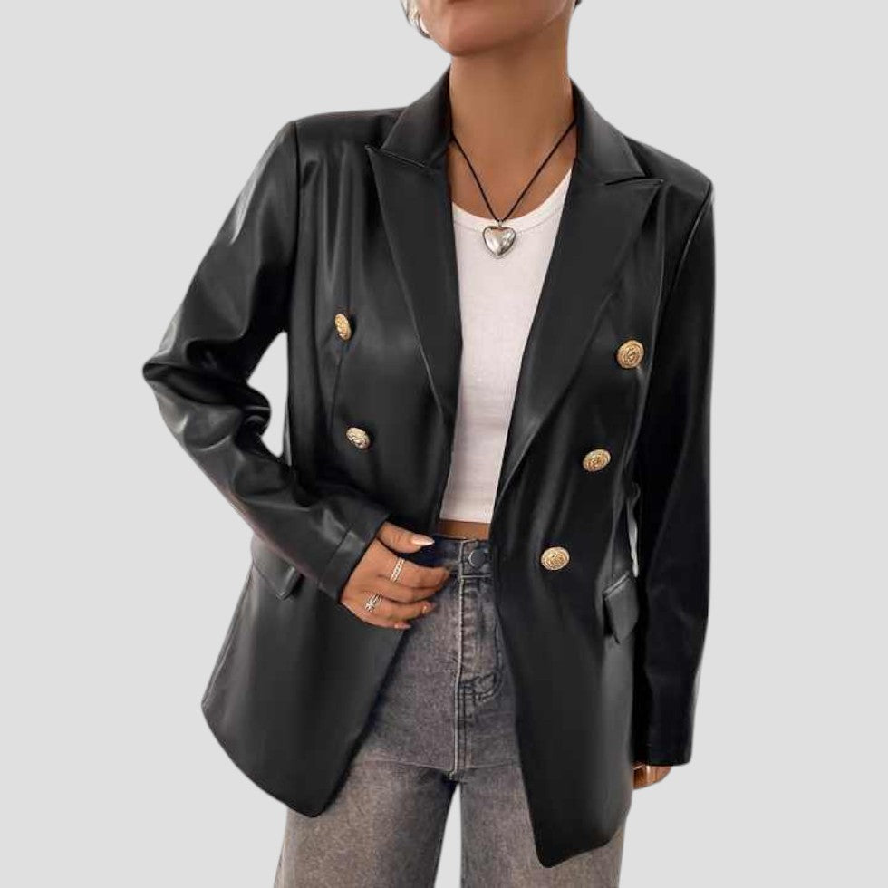 VogeLuxe | Damen Retro-Blazer aus Kunstleder 0