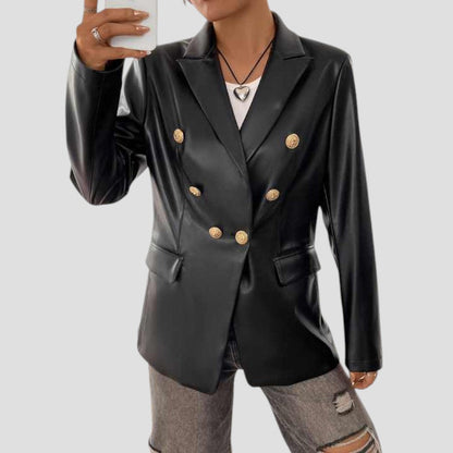 VogeLuxe | Damen Retro-Blazer aus Kunstleder 1