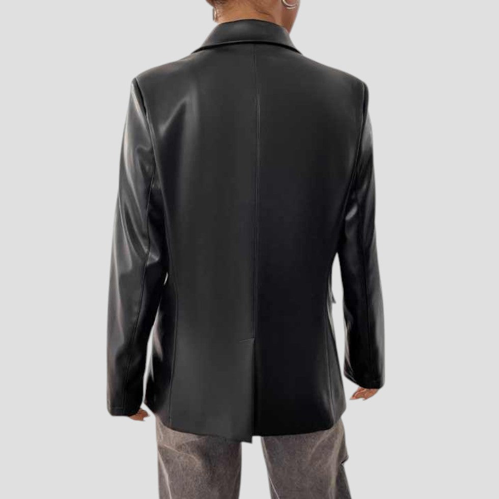 VogeLuxe | Damen Retro-Blazer aus Kunstleder 2