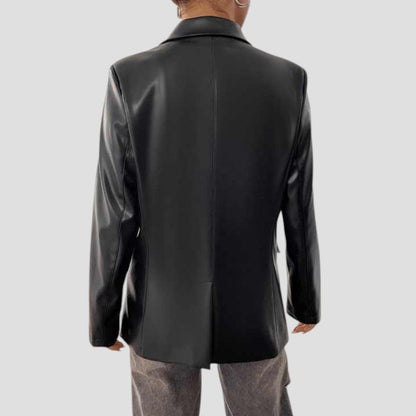 VogeLuxe | Damen Retro-Blazer aus Kunstleder 2