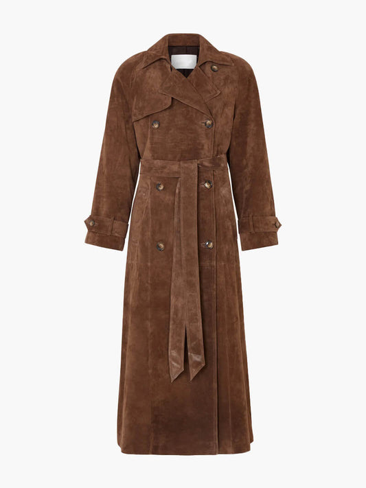 VogeLuxe | Eleganter Wildleder-Trenchcoat für Damen 0