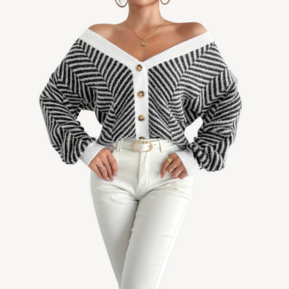 VogeLuxe | Fleecegefütterte Strickjacke mit Reißverschluss für Damen 0