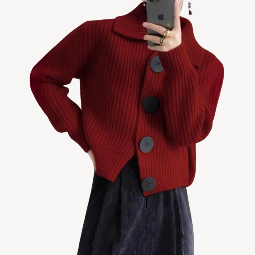 VogeLuxe | Gemütliche Strickjacke mit großen Knöpfen für Damen 1