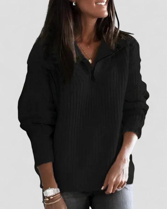 VogeLuxe | Gemütlicher Strickpullover mit Reißverschlusskragen für Damen 0