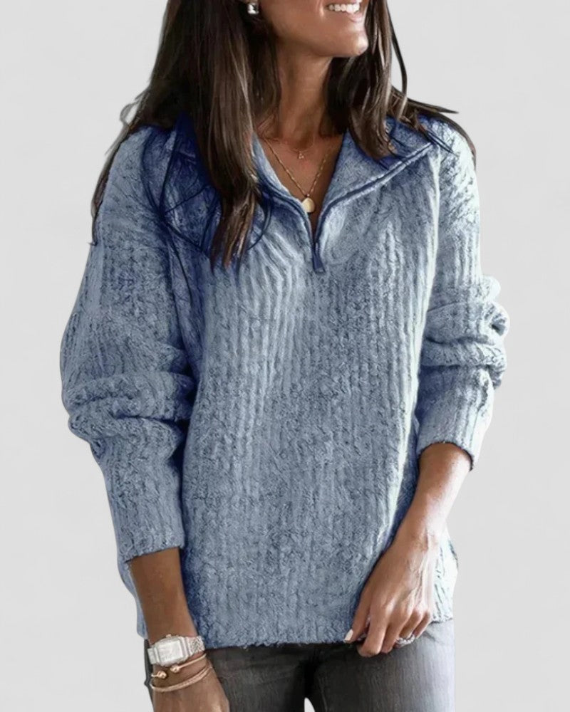 VogeLuxe | Gemütlicher Strickpullover mit Reißverschlusskragen für Damen 4