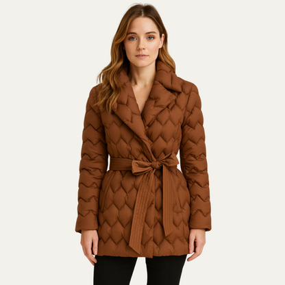 VogeLuxe | Gesteppte Damen-Pufferjacke mit Gürtel in der Taille 0