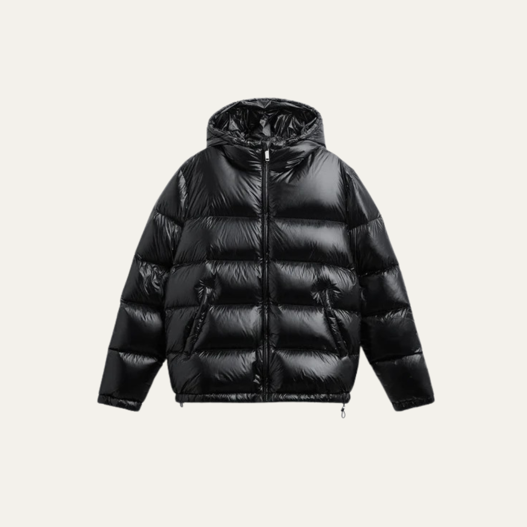 VogeLuxe | Glänzende Herren-Steppjacke mit Kapuze 0