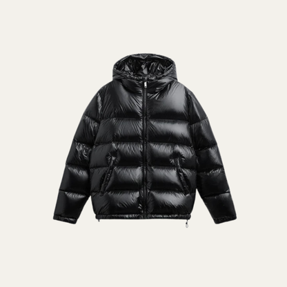 VogeLuxe | Glänzende Herren-Steppjacke mit Kapuze 0