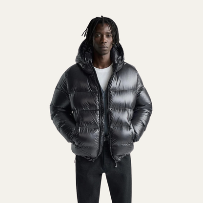 VogeLuxe | Glänzende Herren-Steppjacke mit Kapuze 1