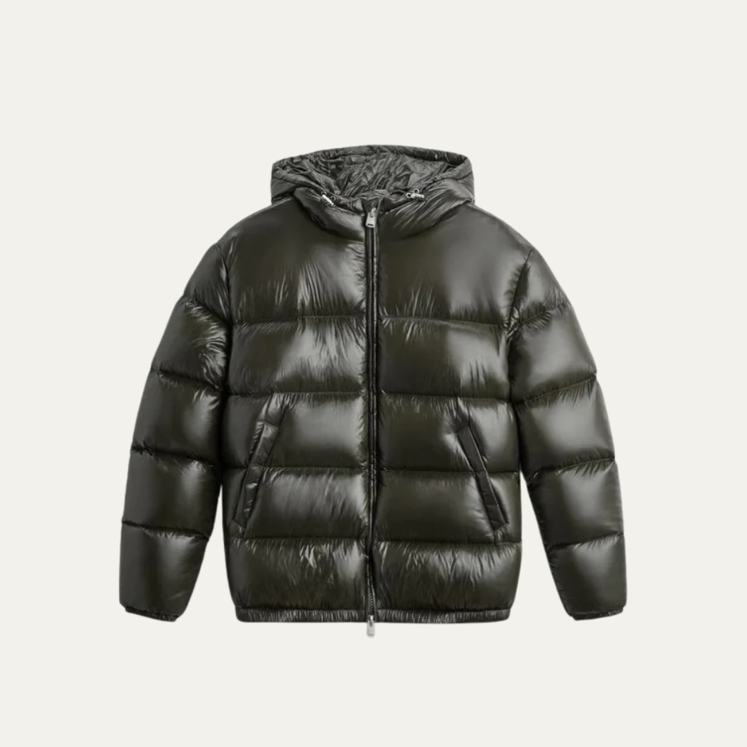 VogeLuxe | Glänzende Herren-Steppjacke mit Kapuze 2