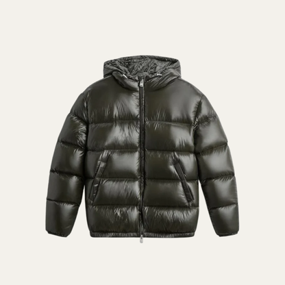 VogeLuxe | Glänzende Herren-Steppjacke mit Kapuze 2