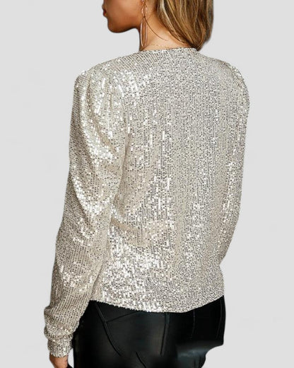 VogeLuxe | Goldener Pailletten-Partyblazer für Damen 1