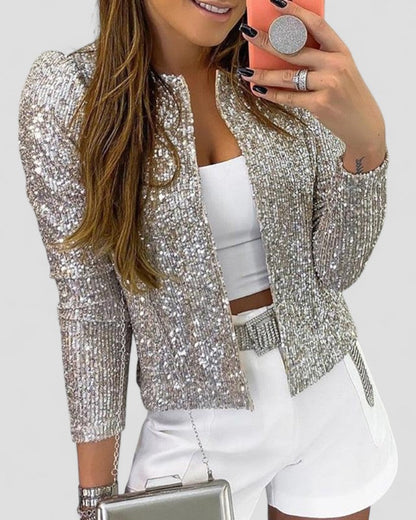 VogeLuxe | Goldener Pailletten-Partyblazer für Damen 3