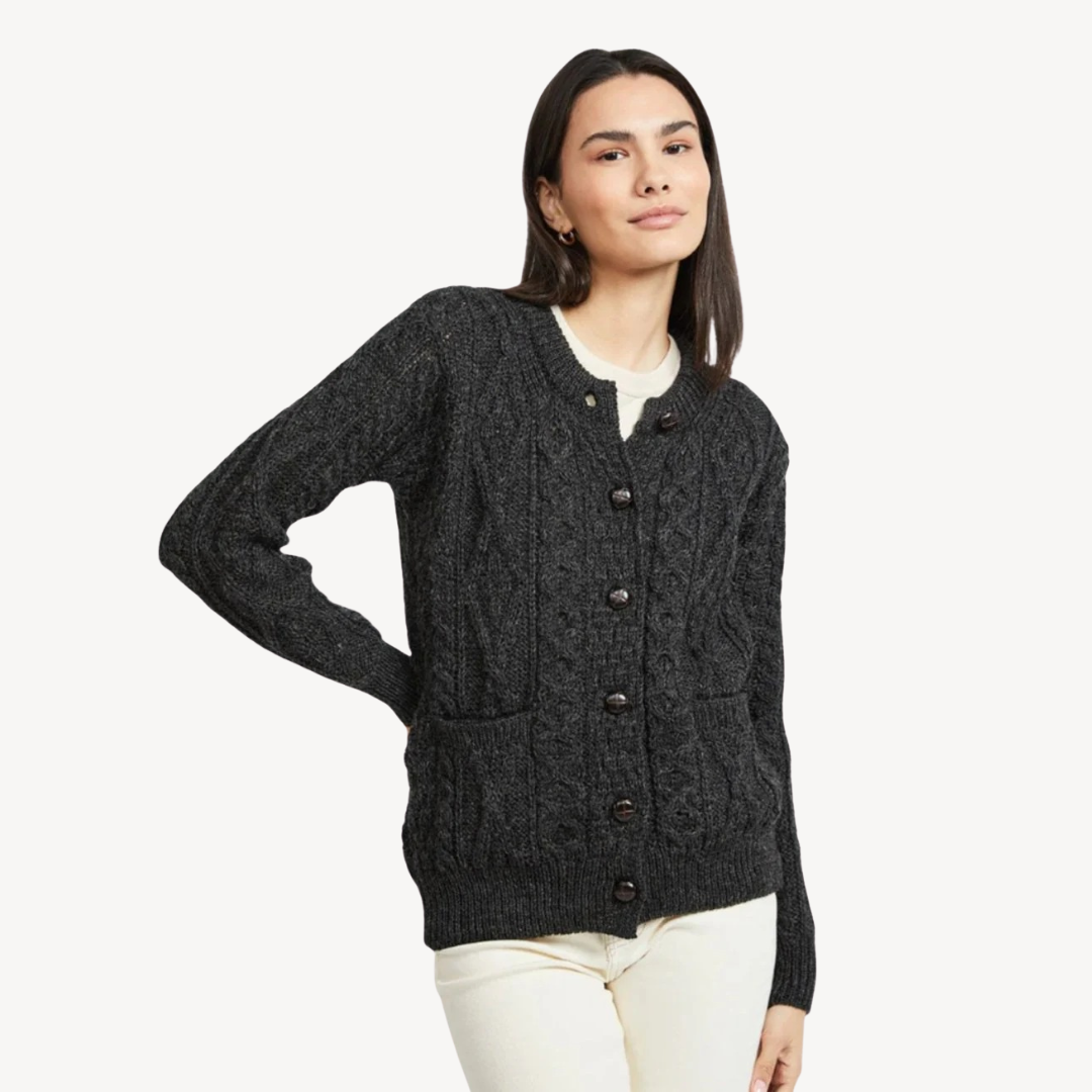 VogeLuxe | Grobstrick-Cardigan mit Zopfmuster für Damen 2