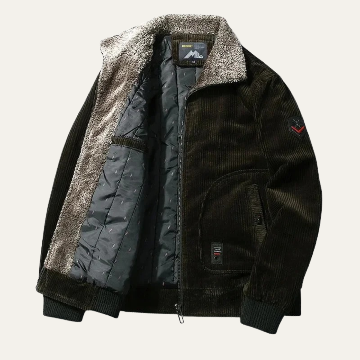 VogeLuxe | Herren-Bomberjacke aus Cord mit Sherpa-Fleecefutter 4