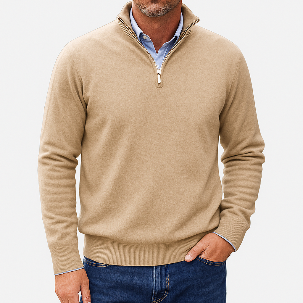 VogeLuxe | Herren-Poloshirt aus massiver Wolle mit Reißverschluss 10