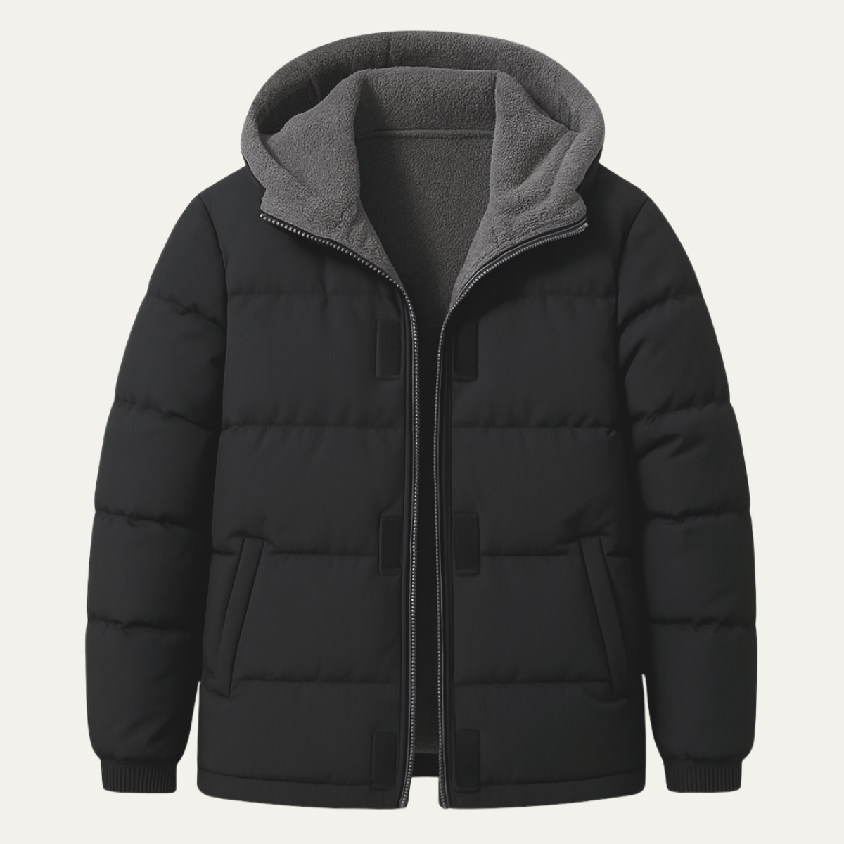 VogeLuxe | Herren-Steppjacke mit Kapuze und Sherpa-Futter 0
