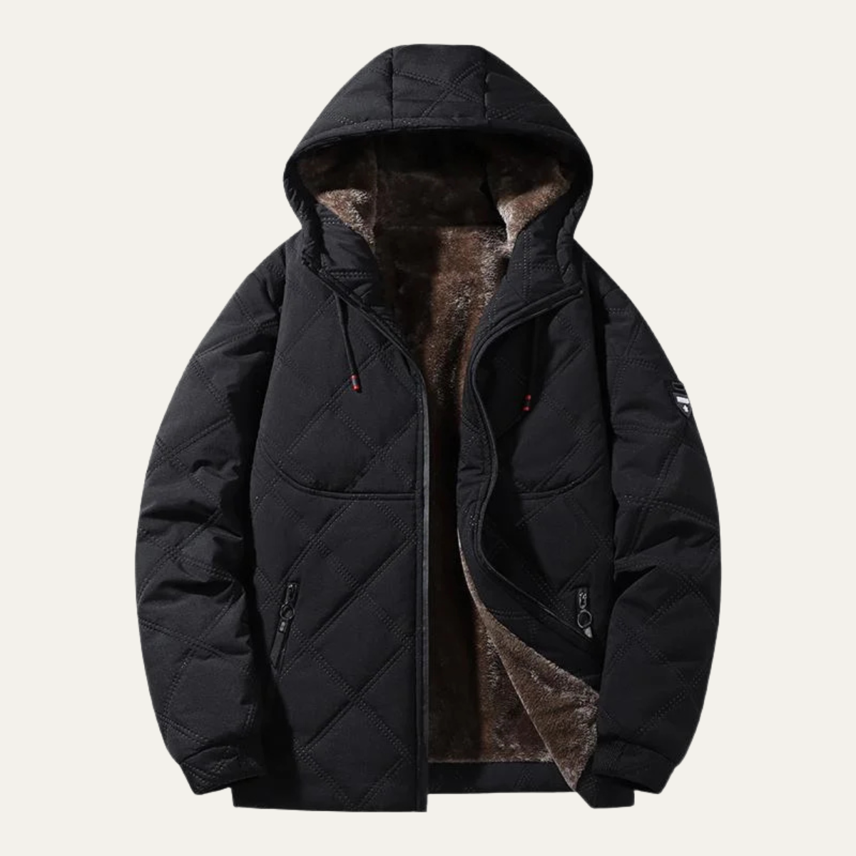 VogeLuxe | Herren-Steppparka mit Kapuze und Kunstfellfutter 0