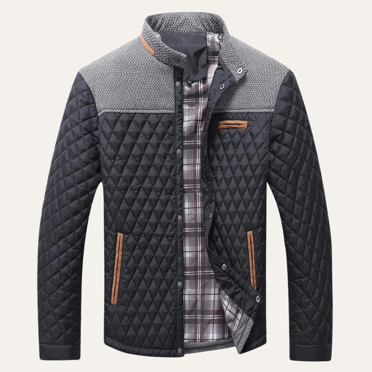 VogeLuxe | Herren-Steppstrickjacke mit Passe 1