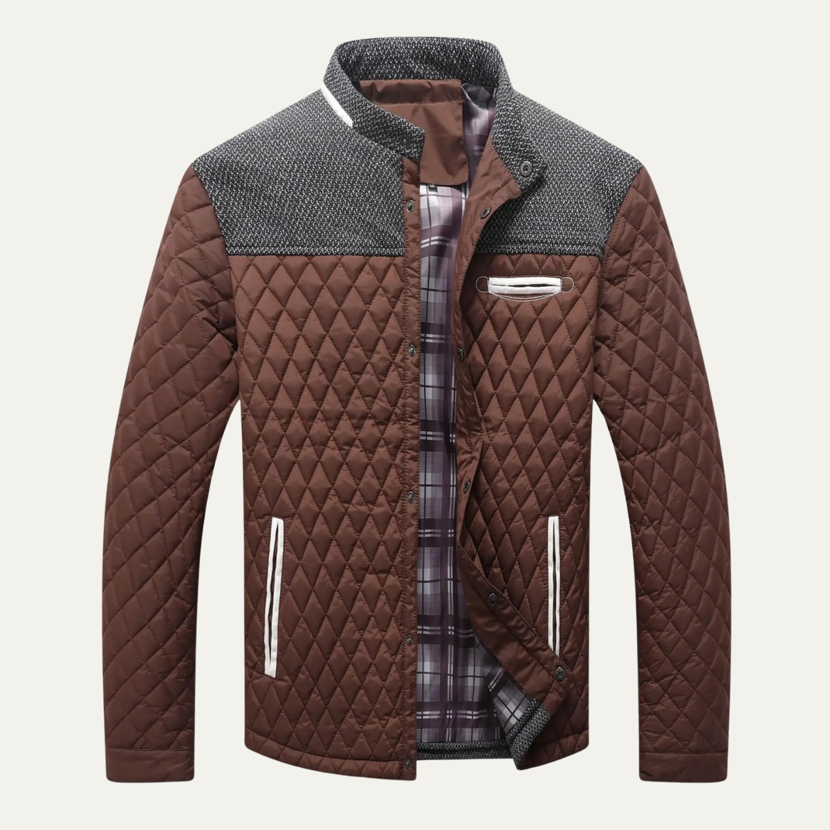 VogeLuxe | Herren-Steppstrickjacke mit Passe 8