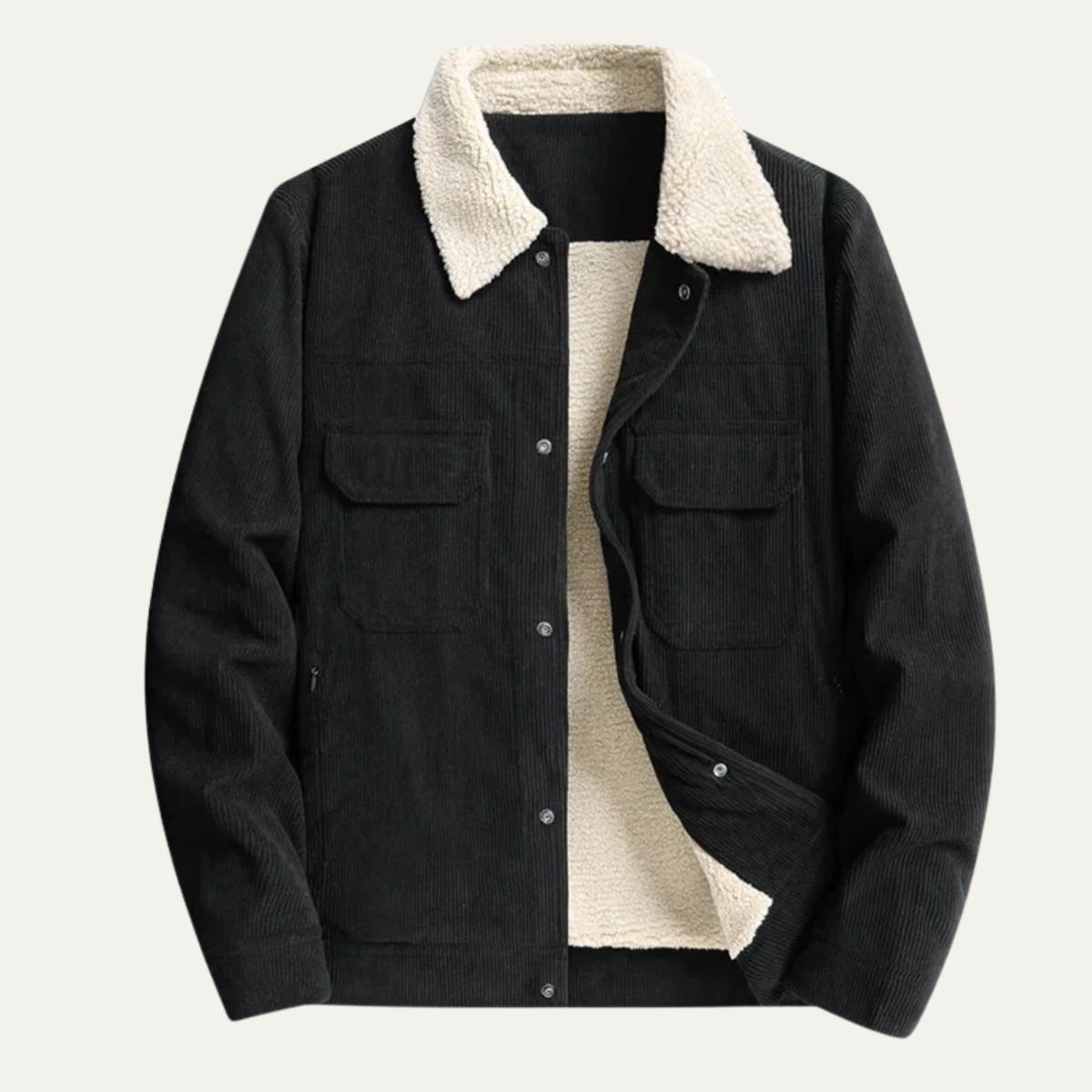 VogeLuxe | Herren-Truckerjacke aus Cord mit Futter aus Kunstfell 0