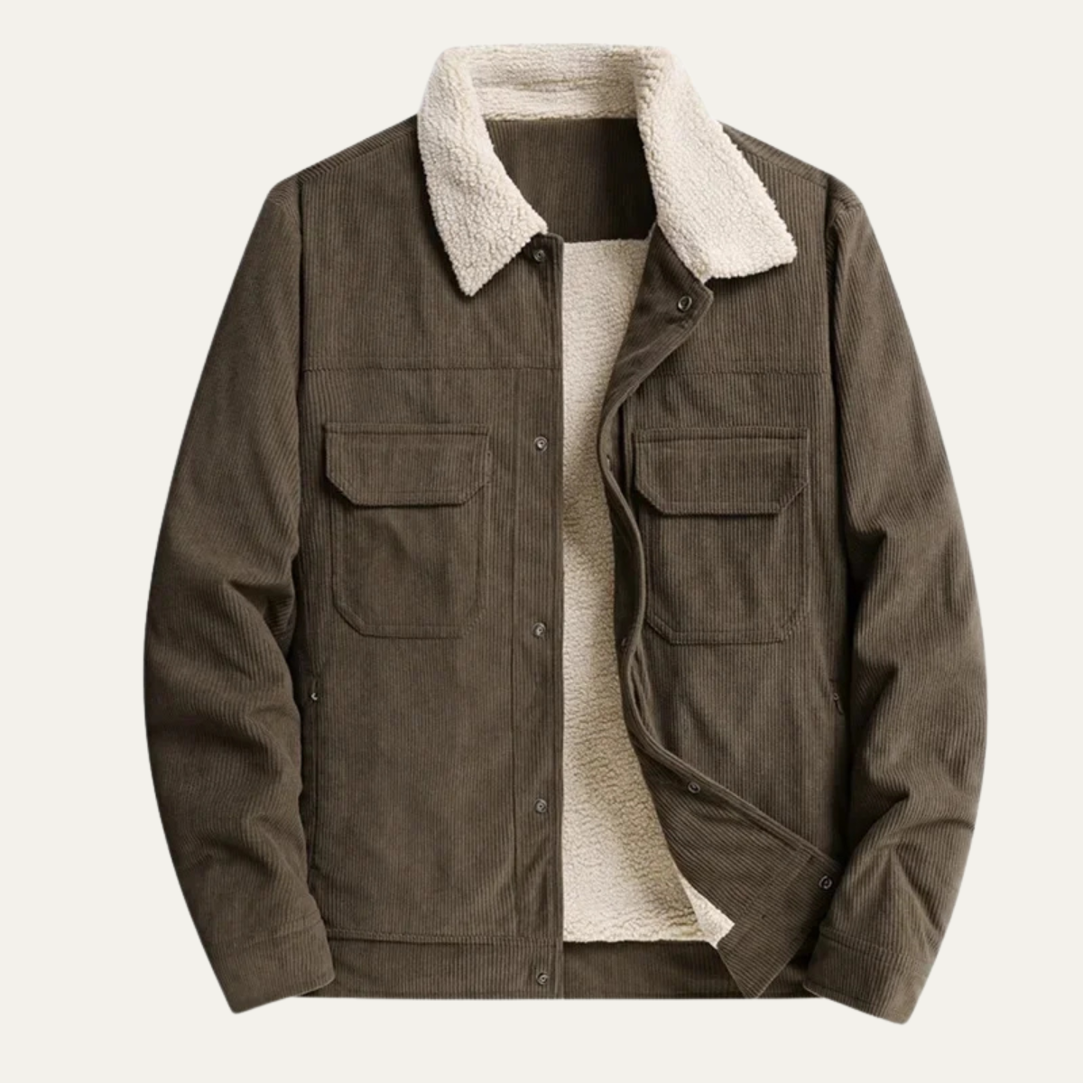 VogeLuxe | Herren-Truckerjacke aus Cord mit Futter aus Kunstfell 4