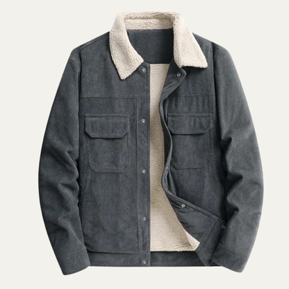VogeLuxe | Herren-Truckerjacke aus Cord mit Futter aus Kunstfell 5