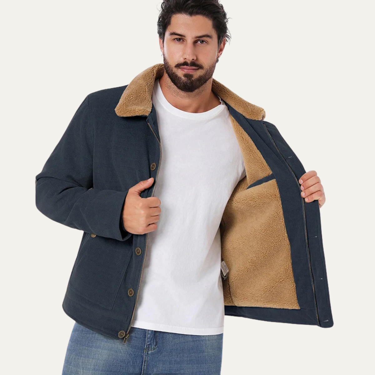 VogeLuxe | Herren-Truckerjacke aus Cord mit Sherpa-Futter 3