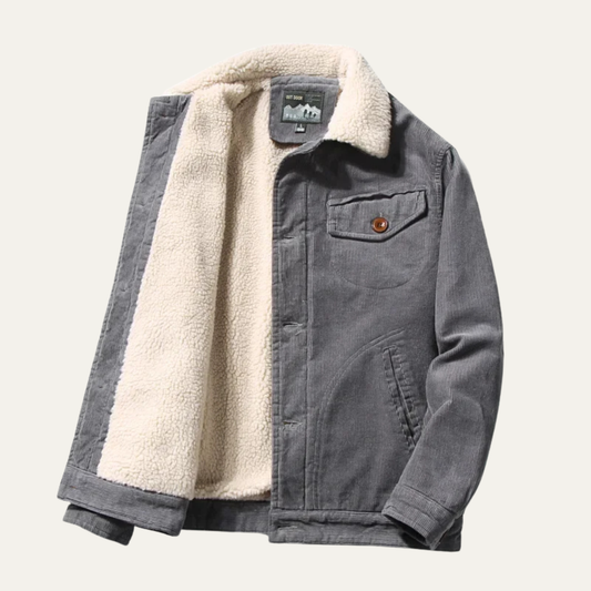 VogeLuxe | Herren-Truckerjacke mit Kragen, Cord und Sherpa-Futter 0