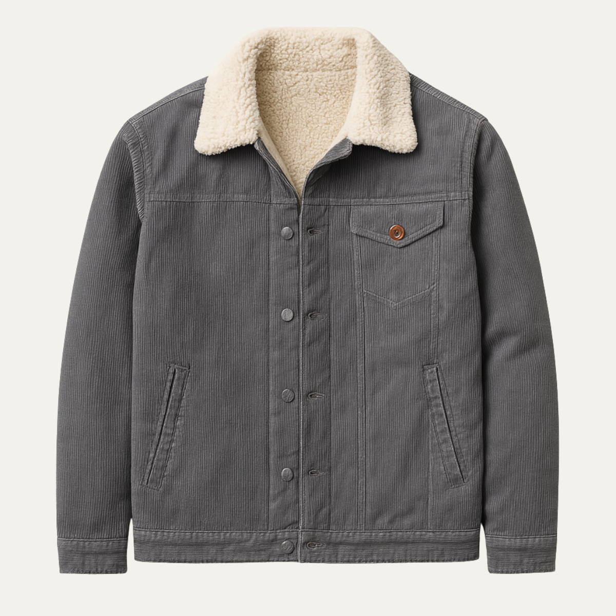 VogeLuxe | Herren-Truckerjacke mit Kragen, Cord und Sherpa-Futter 1